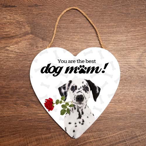 hartje hanger decoratie dog mum hond met roos dalmatiër