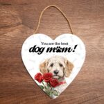 hartje hanger decoratie dog mum hond met roos poedel - labradoodle